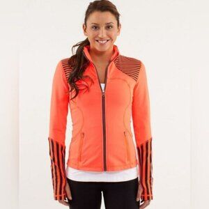 Lululemon Forme Zip Up Jacket Light Flare Classic Stripe Inkwell Orange Size 6